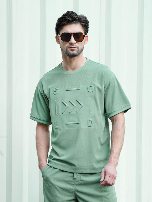 Embossed short-sleeved T-shirt：for wholesale